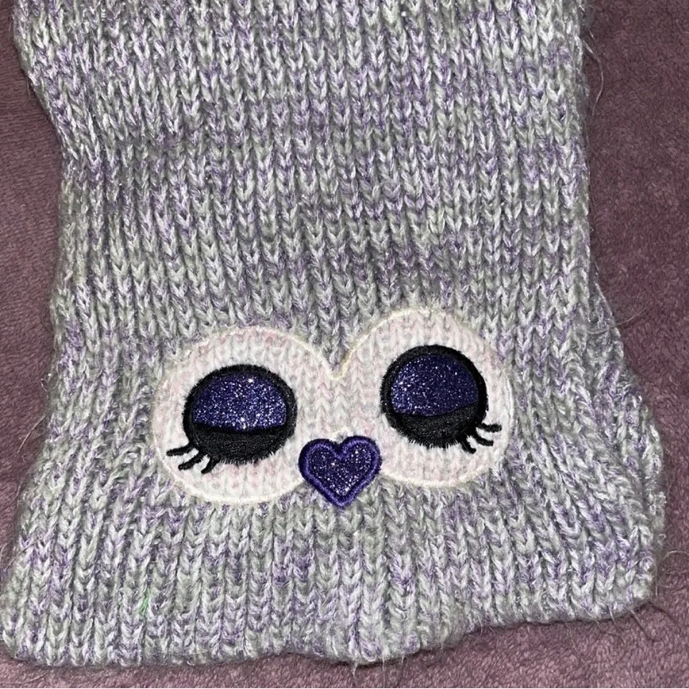 The children’s place owl‎ eyes scarf one size cute gray and purple sparkle shine